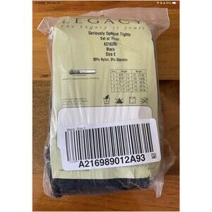 Legacy Set of 3 Cool Max Seriously Opaque Tights Size E (Black) New